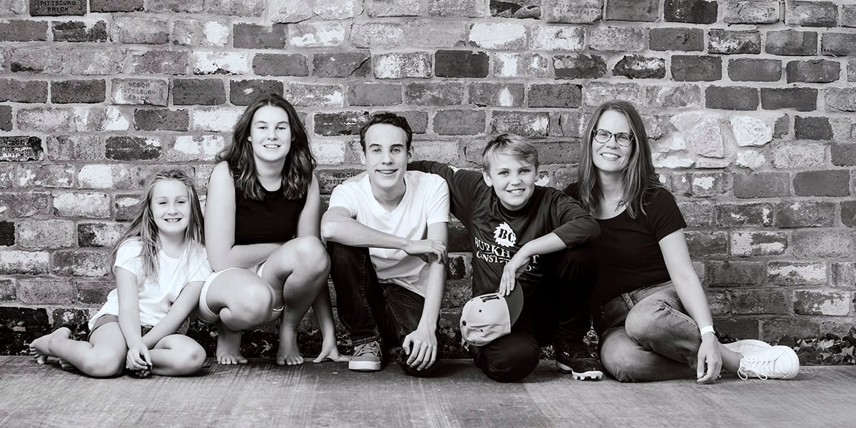 Black and White Horizontal Mothers Day Picture Four Kids